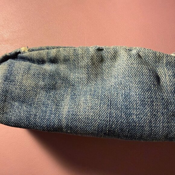 PRADA DISTRESSED DENIM POUCH - Picture 2 of 11